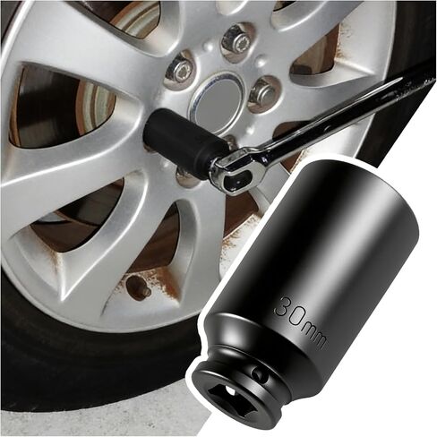 30mm Socket 1/2" Drive,Anti-Slip 12-Point Deep Impact Socket for Hub & Axle Nut Quick Removal by Impact Wrench,Universal Professional Axle Nut Sockets as Automotive Tools in Kuwait