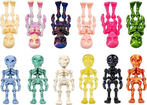 Mini Skeleton Figures 3D Printed - 30PCS Random Color Posable Tiny Skeleton Toys, Halloween Party Favors, Miniature Decor & Craft Supplies for DIY Projects in Saudi Arabia