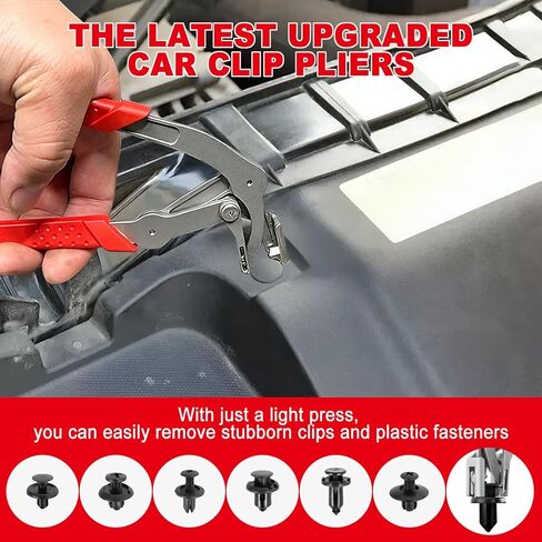 Car Clip Pliers, Panel Clip Removal Tool, Auto Clip Removal Pliers with 4Pcs Auto Trim Removal Tool Kit for Automotive Plastic Fasteners Damage-Free Interior & Exterior Disassembly Tool in Saudi Arabia