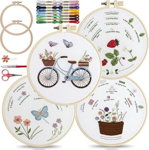 Embroidery Kit - Cross Stitch Kits for Adults and Begginers - Needlepoint Kits for Adults with Yarn and Threads Bundle by Two Hearts by Numbers in Kuwait