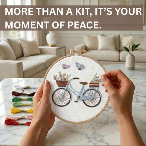 Embroidery Kit - Cross Stitch Kits for Adults and Begginers - Needlepoint Kits for Adults with Yarn and Threads Bundle by Two Hearts by Numbers in Kuwait