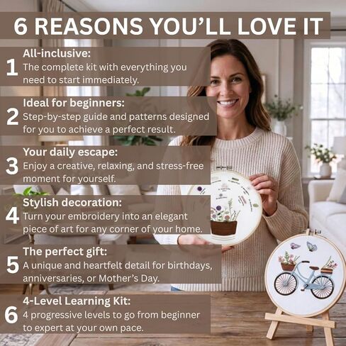 Embroidery Kit - Cross Stitch Kits for Adults and Begginers - Needlepoint Kits for Adults with Yarn and Threads Bundle by Two Hearts by Numbers in Kuwait