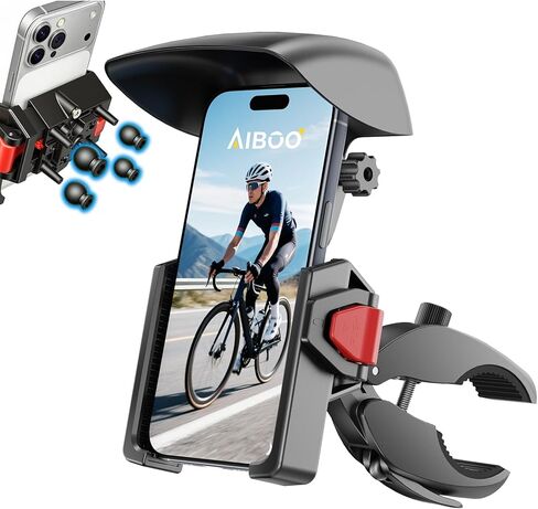 Motorcycle Phone Mount,[1s Auto Lock & Vibration Dampener]Anti-Shake Handlebar Cell Phone Clamp,360° Rotation Bike Phone Holder for iPhone 17 16 Pro Max, Samsung Galaxy S25 Ultra, 4.7-7.2" Smartphones in Saudi Arabia