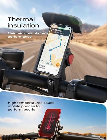 Motorcycle Phone Mount,[1s Auto Lock & Vibration Dampener]Anti-Shake Handlebar Cell Phone Clamp,360° Rotation Bike Phone Holder for iPhone 17 16 Pro Max, Samsung Galaxy S25 Ultra, 4.7-7.2" Smartphones in Saudi Arabia
