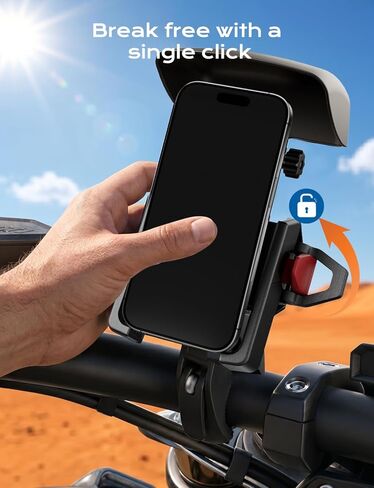 Motorcycle Phone Mount,[1s Auto Lock & Vibration Dampener]Anti-Shake Handlebar Cell Phone Clamp,360° Rotation Bike Phone Holder for iPhone 17 16 Pro Max, Samsung Galaxy S25 Ultra, 4.7-7.2" Smartphones in Saudi Arabia