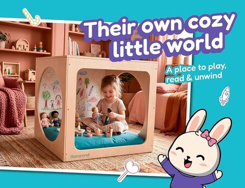 Cozy Cube for Kids – Wooden Sensory Playhouse & Calming Corner, Soft Cushion & Chalkboard, 30" Montessori Reading Nook, Quiet Space for School and Daycare in Kuwait