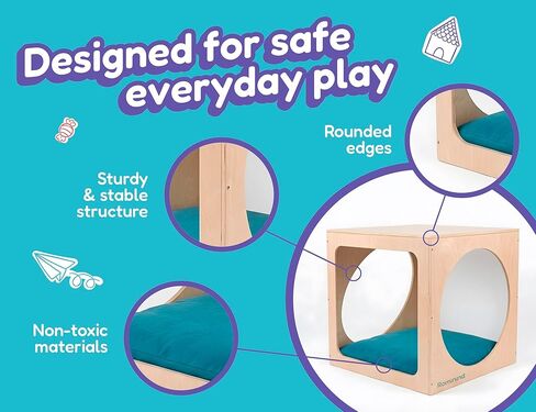 Cozy Cube for Kids – Wooden Sensory Playhouse & Calming Corner, Soft Cushion & Chalkboard, 30" Montessori Reading Nook, Quiet Space for School and Daycare in Kuwait