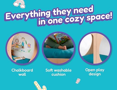 Cozy Cube for Kids – Wooden Sensory Playhouse & Calming Corner, Soft Cushion & Chalkboard, 30" Montessori Reading Nook, Quiet Space for School and Daycare in Kuwait
