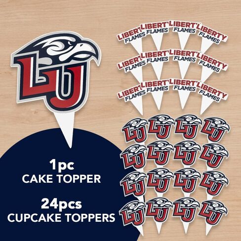 مجموعة أغطية الكب كيك وأغطية الكيك من Desert Cactus Liberty University - LU Flames 25 قطعة من لوازم حفلات الطعام والديكورات والتخرج ويوم اللعب in Kuwait