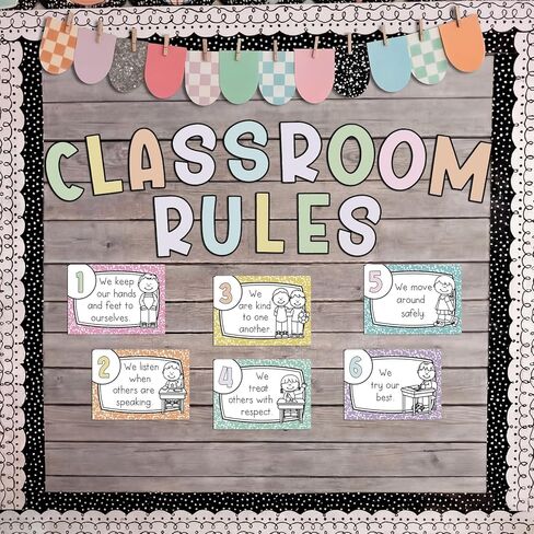Sabary 20 Pcs Pastel Classroom Rules Poster Composition Notebook Educational Posters Cards for Kindergarten Classroom Decor Behavior Rule for Preschool and Primary Back to School Teacher Supplies in Kuwait
