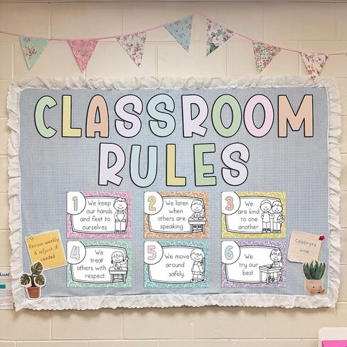 Sabary 20 Pcs Pastel Classroom Rules Poster Composition Notebook Educational Posters Cards for Kindergarten Classroom Decor Behavior Rule for Preschool and Primary Back to School Teacher Supplies in Kuwait