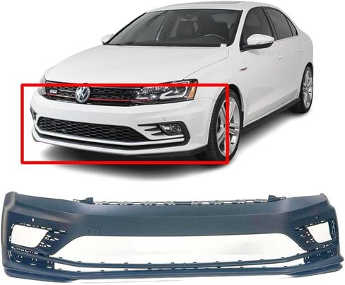 FitParts متوافق مع غطاء المصد الأمامي 2016 2017 2018 Volkswagen Jetta Sedan 16 17 18. جديد، مُجهز وجاهز للطلاء. مع فتحات حساسات مساعد ركن السيارة. VW1000233 5C6807217ADGRU in Kuwait