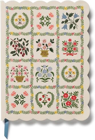 شركة RIFLE PAPER CO. Helena Softcover Journal 150 صفحة مسطرة، 8.5 بوصة طول × 6.25 بوصة عرض، غطاء لوح صلب مغلف بالورق من الكتان، يتضمن إشارة مرجعية لشريط Grosgrain in Kuwait