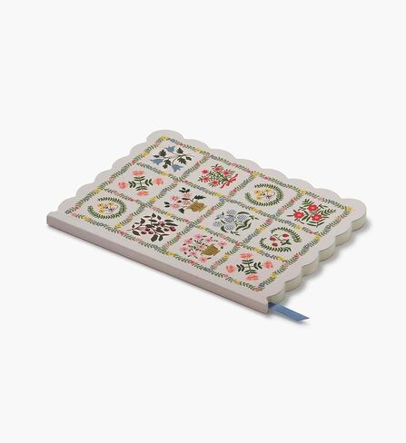 شركة RIFLE PAPER CO. Helena Softcover Journal 150 صفحة مسطرة، 8.5 بوصة طول × 6.25 بوصة عرض، غطاء لوح صلب مغلف بالورق من الكتان، يتضمن إشارة مرجعية لشريط Grosgrain in Kuwait