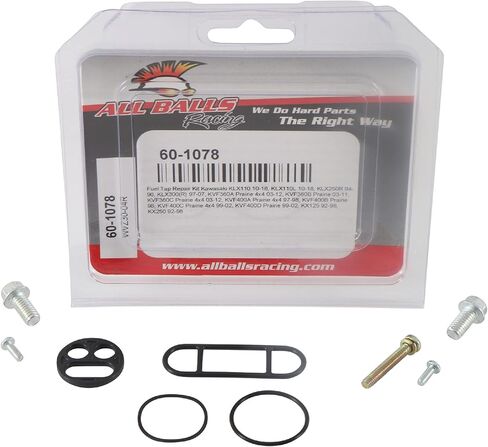 جميع كرات السباق 60-1078 طقم إصلاح صنبور الوقود متوافق مع/استبدال لـ Kawasaki KLX110 2010-18، KLX110L 2010-18، KX250 1992-98، KX125 92-98، KVF400A Prairie 4x4 1997-98، KVF400D Prairie 1999-02 in Kuwait