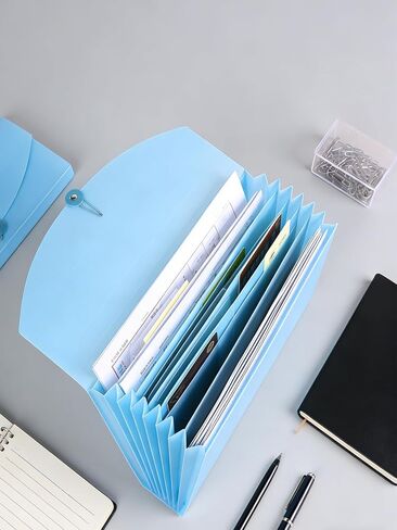 13-Pocket Expanding File Folder – A4 Small Accordion File Folders,Portable Document Holder for Home & Office（Blue） in Kuwait