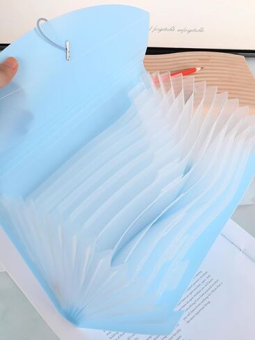 13-Pocket Expanding File Folder – A4 Small Accordion File Folders,Portable Document Holder for Home & Office（Blue） in Kuwait