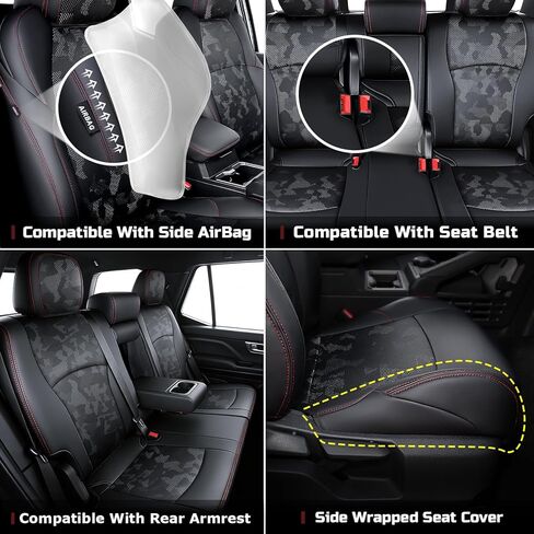 Carlimeki Leather Seat Covers Custom Fit for Toyota 4Runner 6th Gen (2025-2027) - Fully Covered - Fit Like a Glove - Center Console Armrest Covers Included - for 5-Seater Model Only, Camoflage Black in Saudi Arabia