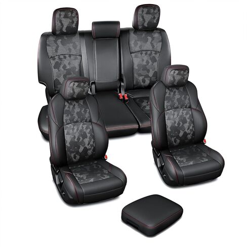 Carlimeki Leather Seat Covers Custom Fit for Toyota 4Runner 6th Gen (2025-2027) - Fully Covered - Fit Like a Glove - Center Console Armrest Covers Included - for 5-Seater Model Only, Camoflage Black in Saudi Arabia