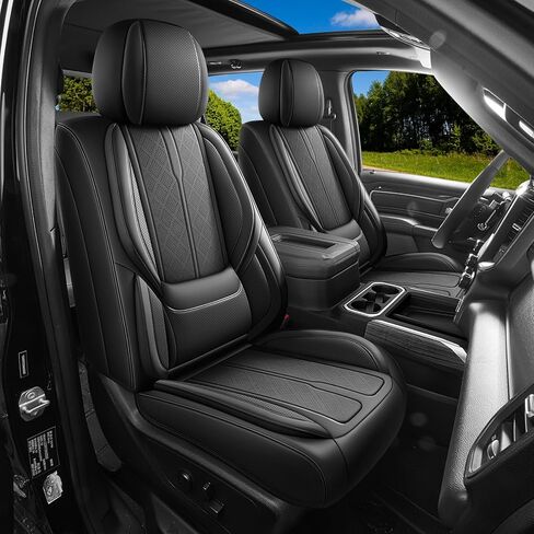 AOOG F150 Seat Covers Custom Fit for Ford F150 2009-2026 Faux Leather Seat Cover Set Compatible with Regular Cab Super Cab Super Crew Pickup Truck Seat Cushions (Black, Full Set) in Saudi Arabia