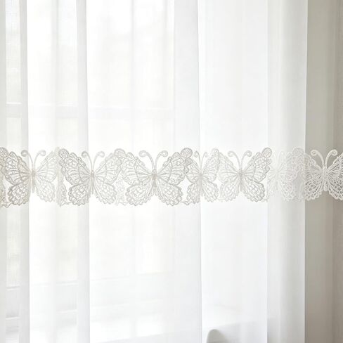 White Organza Butterfly Lace Trim, 12PCS Double-Layer Embroidered Appliques for Sewing Crafts, DIY Hair, Dress, Hat Embellishments, 1.9×2.8 in Butterflies, Fabric Craft Decor in Kuwait