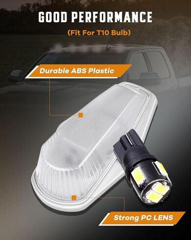 cciyu 5x غطاء واضح سقف الكابينة تشغيل أضواء الجمعية حزمة الأسلاك + أبيض 6-5730-SMD LED أضواء علامة التخليص مجموعة ضوء علامة الكابينة لشاحنة 1973-1997 Ford F150 F250 F350 Super Duty in Kuwait