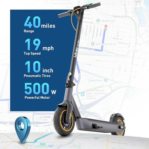 Hiboy S2/S2 Max Electric Scooter, 500W Motor, 10" Tires, 40.4 Miles Range E Scooter, 19 Mph Folding Commuter Electric Scooter for Adults & Dual Braking System with App in Kuwait