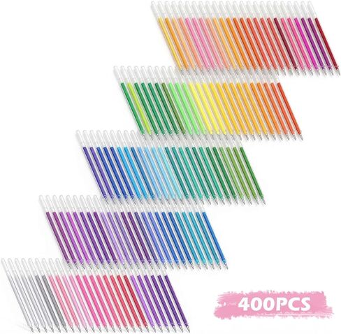 400 قطعة من عبوات حبر جل الألوان، عبوات حبر جل نيون لامعة يمكن استبدال خراطيش التلوين، DIY، سجل القصاصات، البطاقات والديكور - ألوان الباستيل والمعادن والنيون والبريق، 100 لون in Kuwait