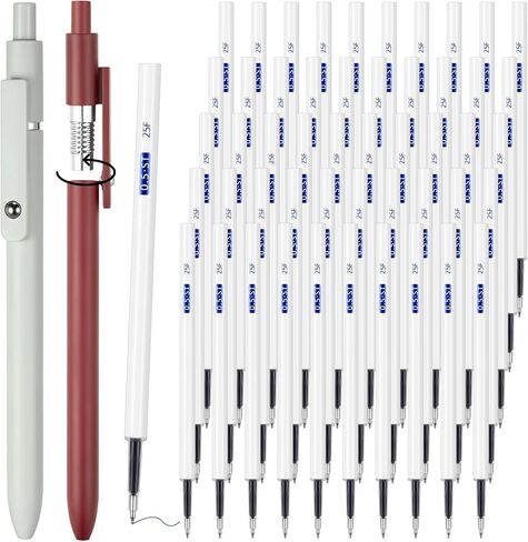Crtiin 50 pcs Retractable Gel Pens Refills Bulk 0.5mm Tip Click Pens Gel Pen Refills for Journaling Note Taking Smooth Writing Quick Dry School Office Supplies (Black Ink) in Kuwait