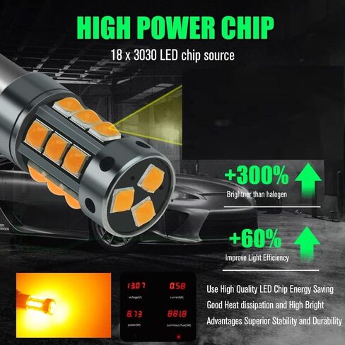 YEORO 2pcs AC/DC 9-36V BAX9S LED Bulbs Amber,600LM H6W 64132 38161 LED Car Ligh Bulbs Super Bright 3030 18-SMD Chips for Car Interior Dome Map License Plate Glove Box Light. in Saudi Arabia