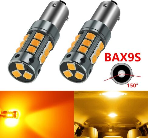 YEORO 2pcs AC/DC 9-36V BAX9S LED Bulbs Amber,600LM H6W 64132 38161 LED Car Ligh Bulbs Super Bright 3030 18-SMD Chips for Car Interior Dome Map License Plate Glove Box Light. in Saudi Arabia