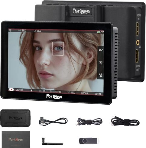 Portkeys LH5P II 5.5 بوصة 2000nit شاشة لمس للتحكم في الكاميرا الميدانية بإطار معدني بلوتوث، متوافق مع FX3/A7S III/ZV-E10، R5/R6/C70، BGH1/GH6، BMPCC 4K/6K، ZCAM E2 in Kuwait