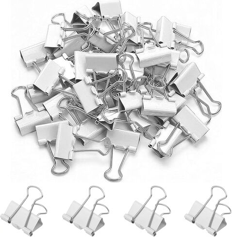 50 Pack Medium White Binder Clips 1 Inch (25 mm), Colored Paper Clamps, Middle Size Paper Clips for Office Home School Business 1" in Saudi Arabia