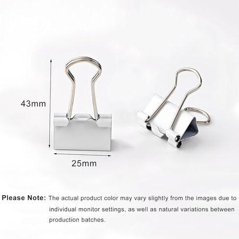 50 Pack Medium White Binder Clips 1 Inch (25 mm), Colored Paper Clamps, Middle Size Paper Clips for Office Home School Business 1" in Saudi Arabia