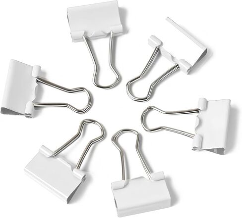 50 Pack Medium White Binder Clips 1 Inch (25 mm), Colored Paper Clamps, Middle Size Paper Clips for Office Home School Business 1" in Saudi Arabia