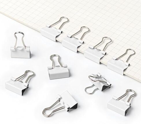 50 Pack Medium White Binder Clips 1 Inch (25 mm), Colored Paper Clamps, Middle Size Paper Clips for Office Home School Business 1" in Saudi Arabia
