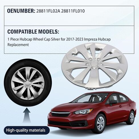 غطاء عجلة Impreza Hub Cap متوافق مع 2017-2023 Impreza، 28811FL02A 28811FL010 Hubcap، قطعة واحدة مطلية بالكروم فضي in Kuwait