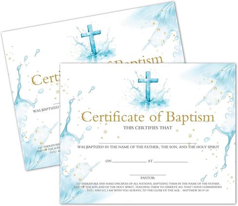 25 Pcs Baptism Certificates for Church, Baby Dedication Certificates, Cross Baptism Dedication Gifts, Baby Shower Baptism Party Supplies Decorations for Boys and Girls -A03 in Saudi Arabia