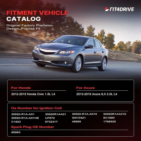 حزمة ملف الإشعال UF672 و97390 شمعات إشعال إيريديوم متوافقة مع 2012-2015 Honda Civic 1.8L، لـ 2013-2015 Acura ILX 2.0L مجموعة من 4 استبدال C1823 30520R1AA01 30520R1AA010 5C1880 GN10421 in Kuwait