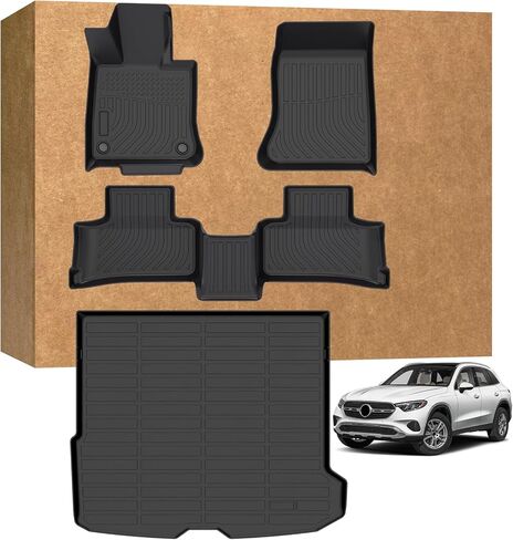 سجادات أرضية لسيارة Mercedes Benz GLC 300 / GLC 43 AMG/GLC 63 AMG 2023-2026 (ليست للكوبيه أو PHEV (350e))، شديدة التحمل مقاومة للماء وغير قابلة للانزلاق وحماية من جميع الأحوال الجوية، وسجادات أرضية وبطانة للأمتعة in Kuwait