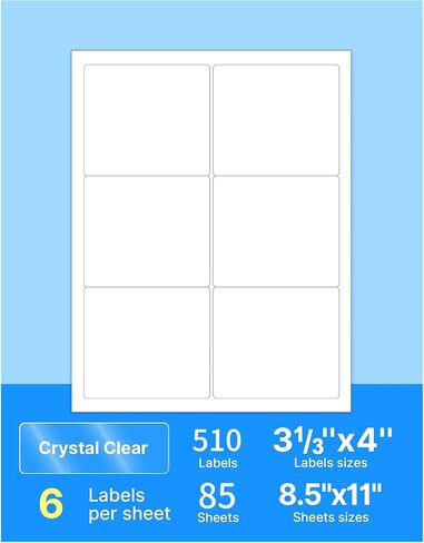 3-1/3x4 Shipping Address Labels, Shipping Labels for Laser & Inkjet Printers, 510 Mailing Labels, 6 Label/Sheet in Kuwait