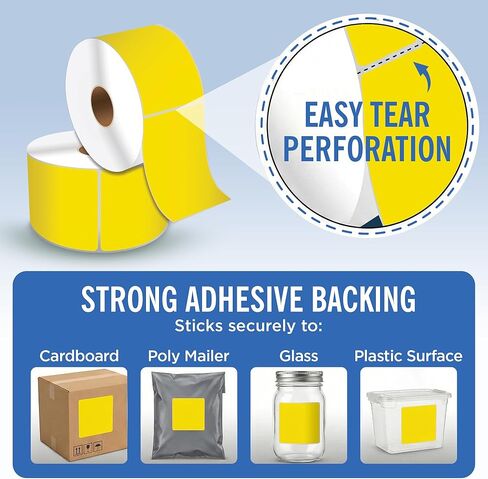 4" X 6" Direct Thermal Shipping Labels | Yellow | 1" Cores w/Perfs Easy Tear | Made in USA | Printing Label | 250 Labels | 250 Labels per Roll | 1 Rolls | Blank Labels in Saudi Arabia