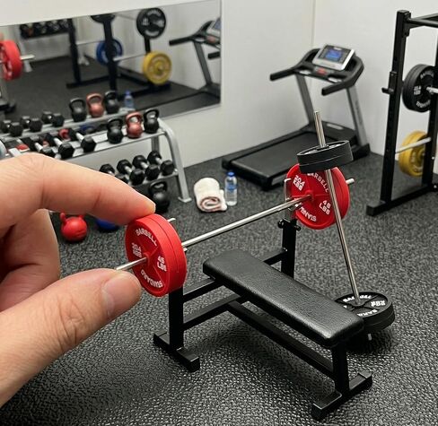 2Pcs Miniature Barbell Toy, 1/12 Scale Dollhouse Gym Accessories, Realistic Mini Weights for Action Figure Props, Cute Workout Equipment Desk Decor Gag Gift (Red & Black) in Kuwait