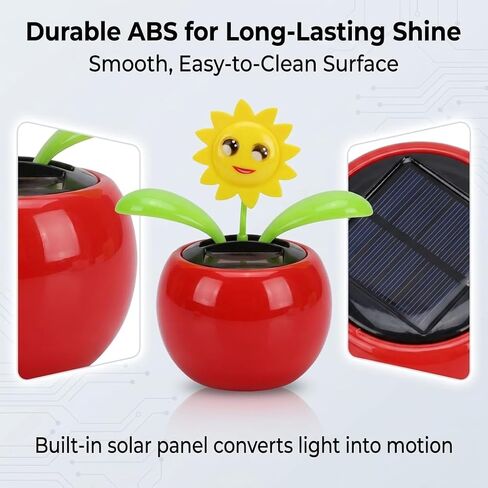 4 Eco-Friendly Solar Dancing Flowers in Colorful Pots. Decoration Gift. No Battery Required (1 Ladybug,1 Butterfly,1 Bee,1 Sunflower) in Saudi Arabia