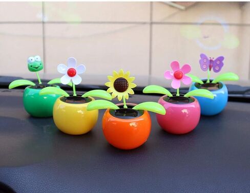 4 Eco-Friendly Solar Dancing Flowers in Colorful Pots. Decoration Gift. No Battery Required (1 Ladybug,1 Butterfly,1 Bee,1 Sunflower) in Saudi Arabia