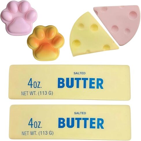 6-Pack Slow Rising Squishy Set - Butter Squishy, Cute Cat Paw & Cheese Squishies, Stress Relief Squeeze Toys, Soft Desk Fidget Gift in Saudi Arabia
