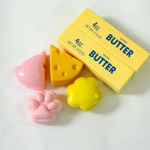 6-Pack Slow Rising Squishy Set - Butter Squishy, Cute Cat Paw & Cheese Squishies, Stress Relief Squeeze Toys, Soft Desk Fidget Gift in Saudi Arabia
