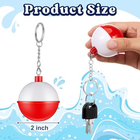 Shappy 4 Pack Floating Keychain for Boat Keys 2 Inch Red White Fishing Bobbers Style Buoyant Key Floats with Metal Rings, Waterproof Marine Accessories for Boating Kayaking Sailing Pool Dock in Kuwait