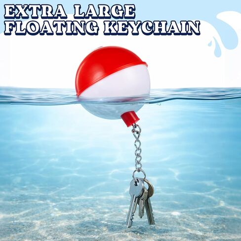 Shappy 4 Pack Floating Keychain for Boat Keys 2 Inch Red White Fishing Bobbers Style Buoyant Key Floats with Metal Rings, Waterproof Marine Accessories for Boating Kayaking Sailing Pool Dock in Kuwait