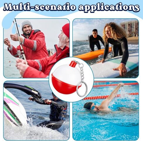Shappy 4 Pack Floating Keychain for Boat Keys 2 Inch Red White Fishing Bobbers Style Buoyant Key Floats with Metal Rings, Waterproof Marine Accessories for Boating Kayaking Sailing Pool Dock in Kuwait